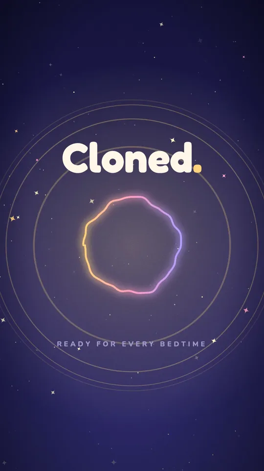 The Avec Maya screen saying Cloned, with a glowing ring made from a parent's voice