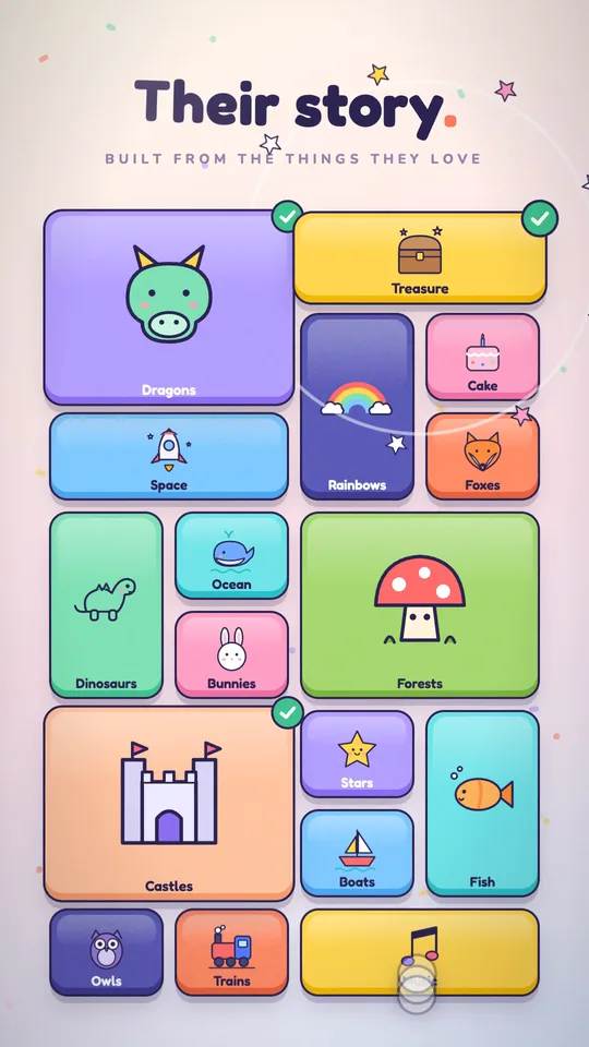 The same tile board with dragons, treasure and castles ticked